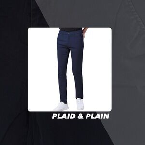 EUC Plaid & Plain Blue Skinny Fit Pants